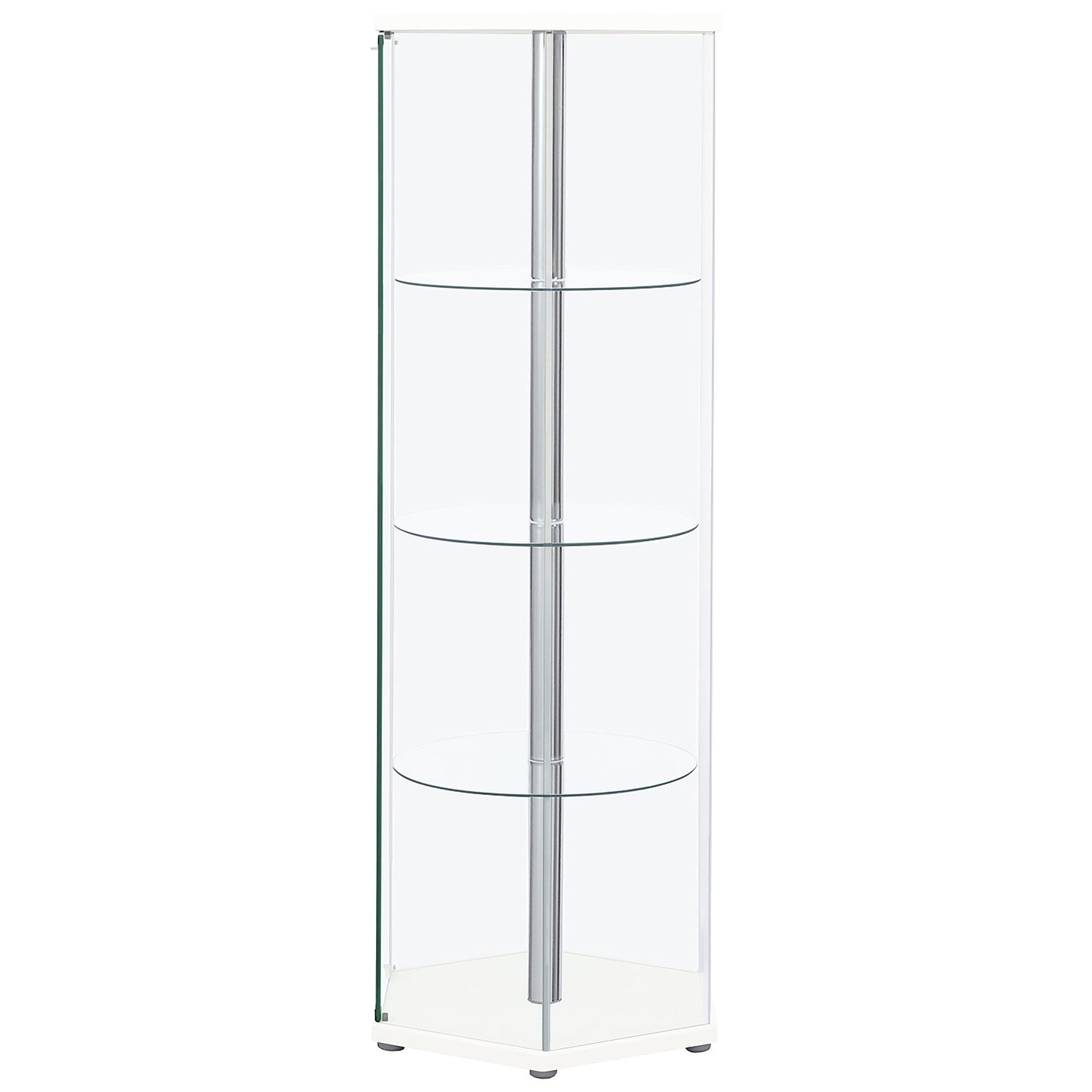 Zahavah 4-shelf Hexagon Shaped Curio Cabinet White and Clear