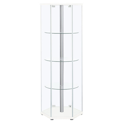 Zahavah 4-shelf Hexagon Shaped Curio Cabinet White and Clear