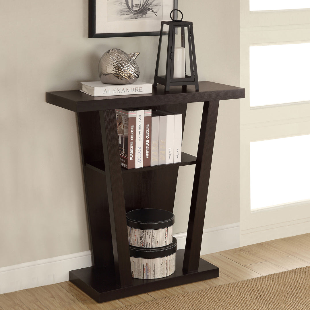 Evanna 2-shelf Console Table Cappuccino