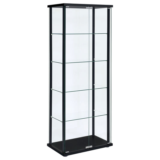 Delphinium 5-shelf Glass Curio Cabinet Black and Clear