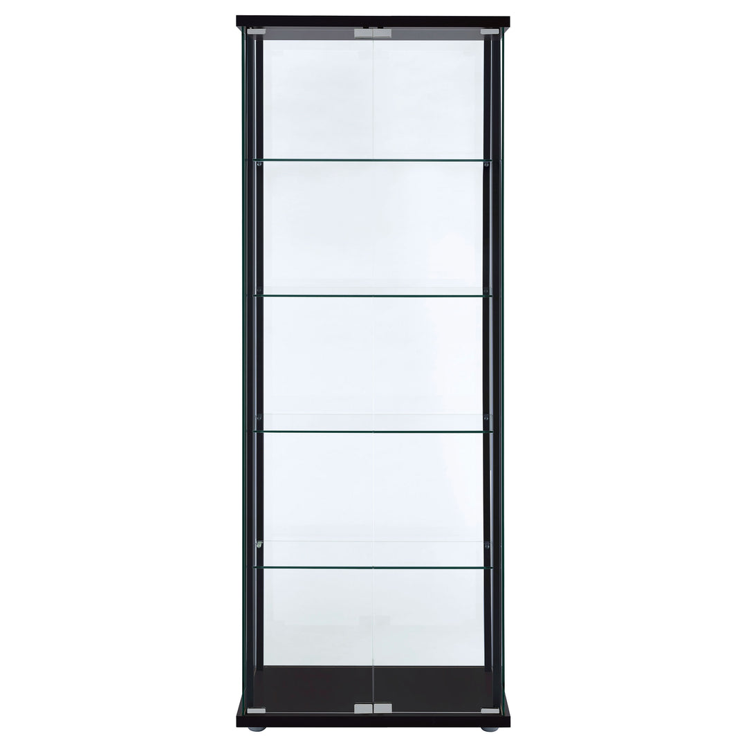 Delphinium 5-shelf Glass Curio Cabinet Black and Clear