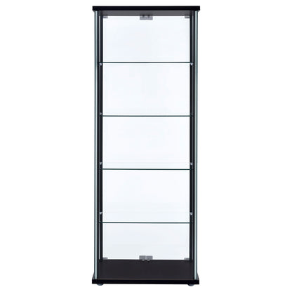 Delphinium 5-shelf Glass Curio Cabinet Black and Clear