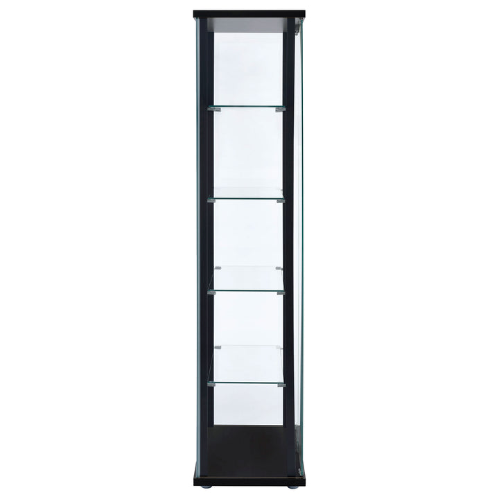 Delphinium 5-shelf Glass Curio Cabinet Black and Clear