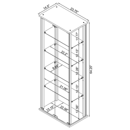 Delphinium 5-shelf Glass Curio Cabinet Black and Clear