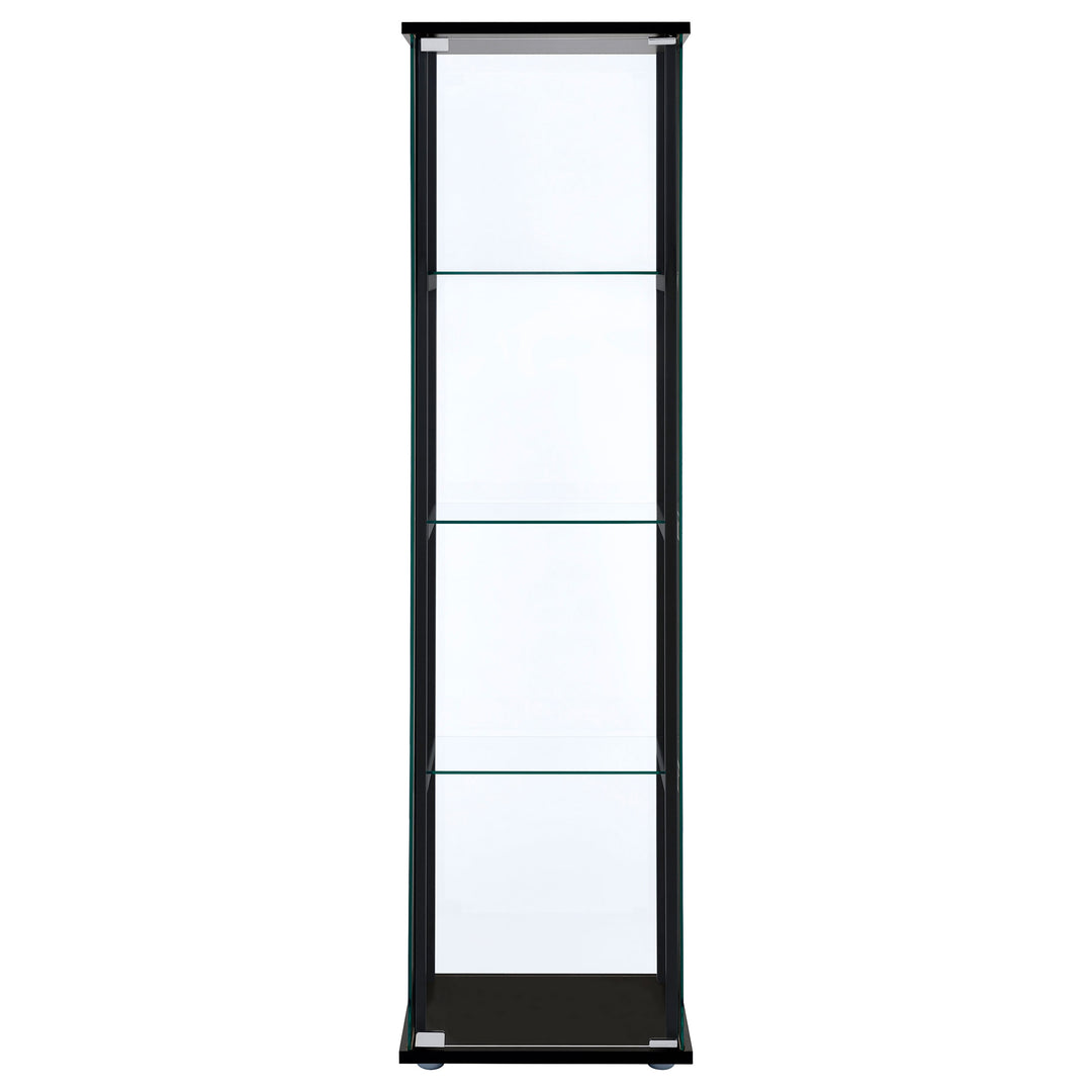 Cyclamen 4-shelf Glass Curio Cabinet Black and Clear