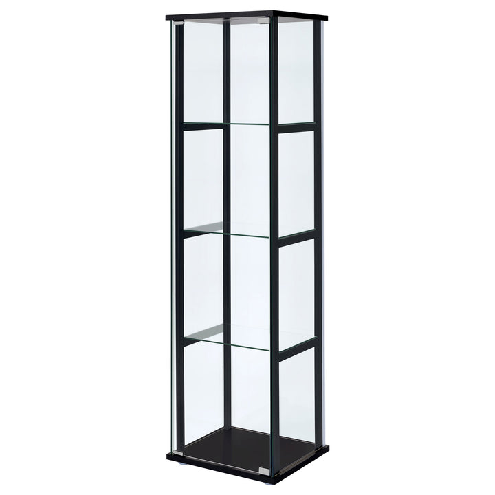 Cyclamen 4-shelf Glass Curio Cabinet Black and Clear