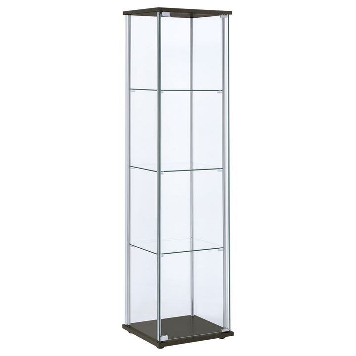 Bellatrix Rectangular 4-shelf Curio Cabinet Cappuccino and Clear