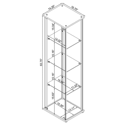 Bellatrix Rectangular 4-shelf Curio Cabinet Cappuccino and Clear