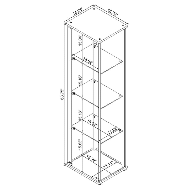 Bellatrix Rectangular 4-shelf Curio Cabinet Cappuccino and Clear