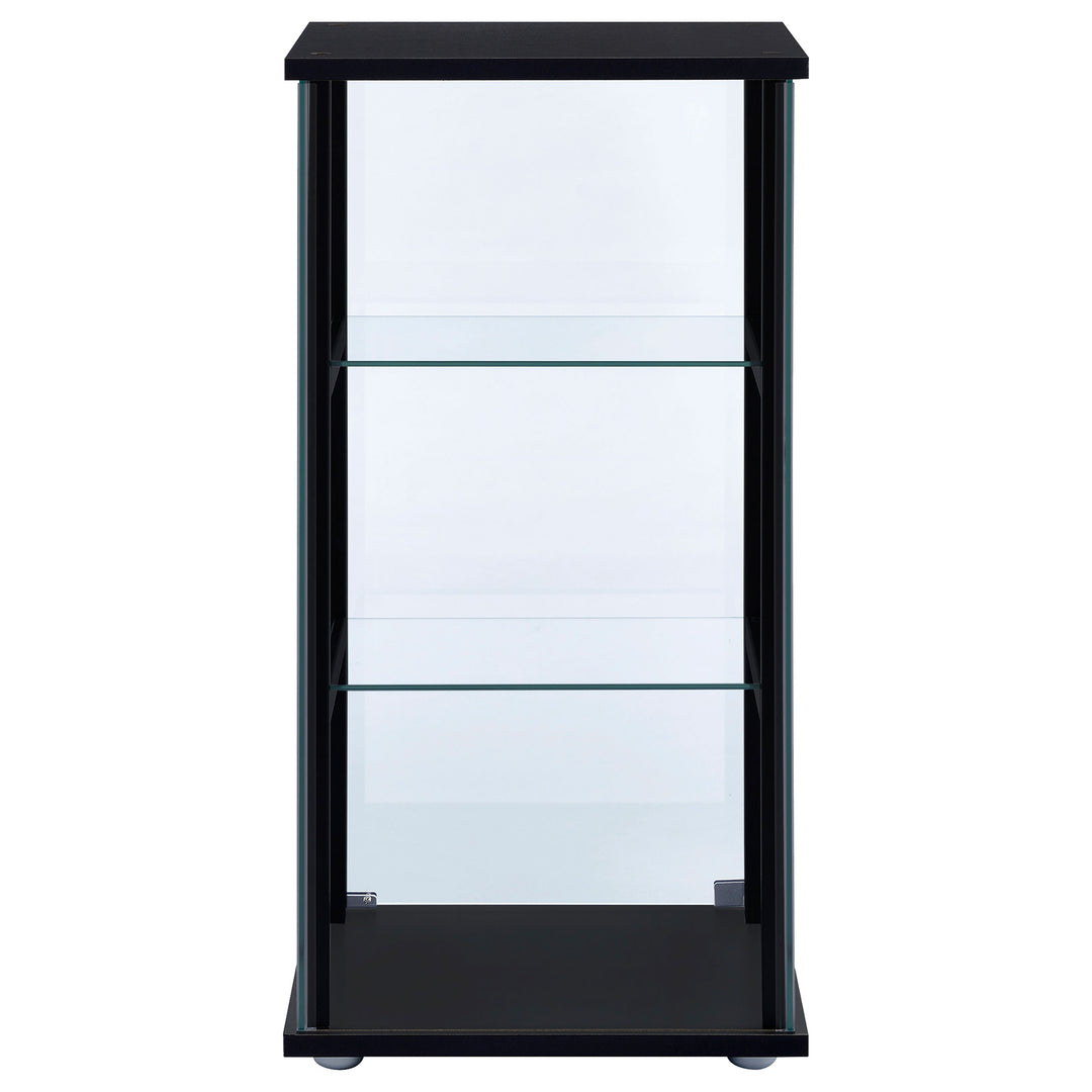 Cyclamen 3-shelf Glass Curio Cabinet Black and Clear