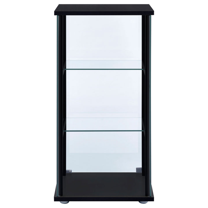 Cyclamen 3-shelf Glass Curio Cabinet Black and Clear