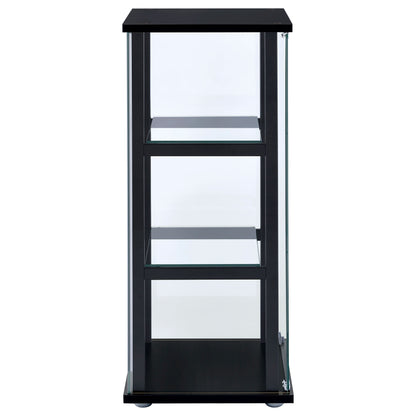 Cyclamen 3-shelf Glass Curio Cabinet Black and Clear