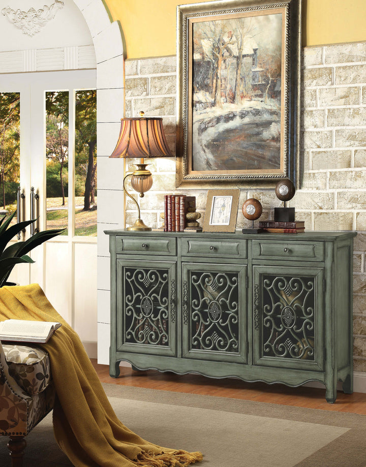 Madeline 3-door Accent Cabinet Antique Green