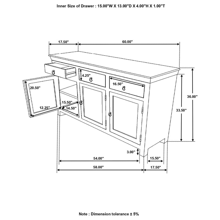 Henry 3-door Accent Cabinet Reclaimed Wood