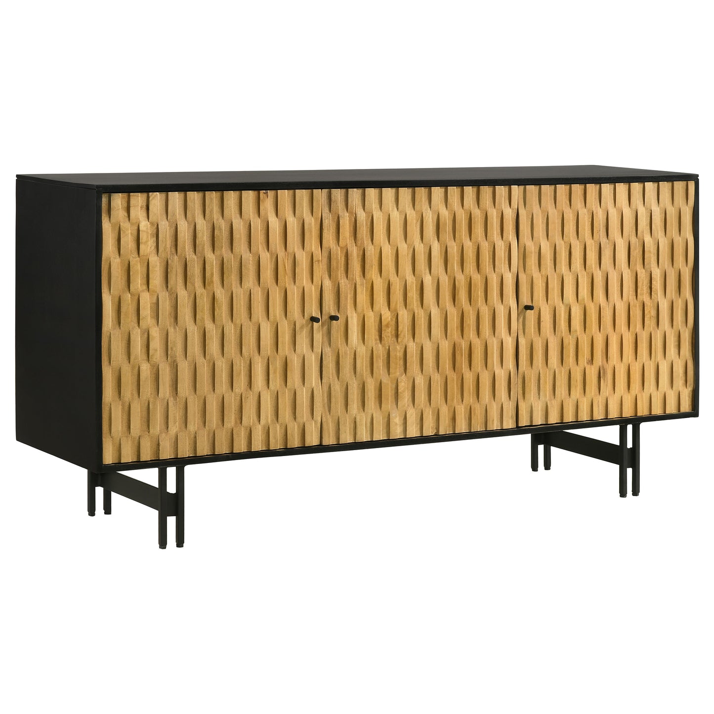 Aminah 3-door Wooden Accent Cabinet Natural and Black