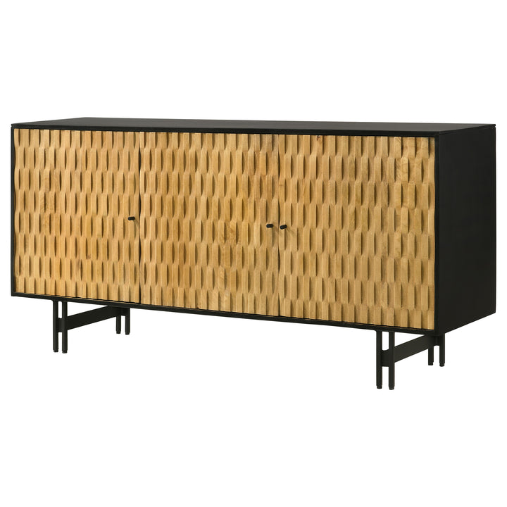 Aminah 3-door Wooden Accent Cabinet Natural and Black