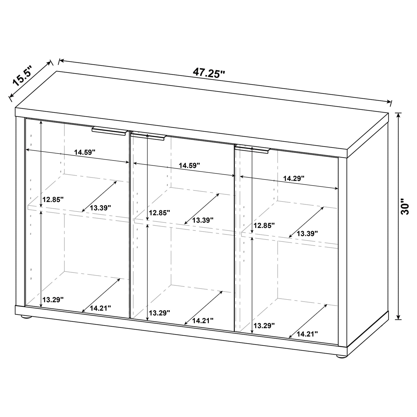 Pepita 3-door Engineered Wood Accent Cabinet with Adjustable Shelves Mango Brown