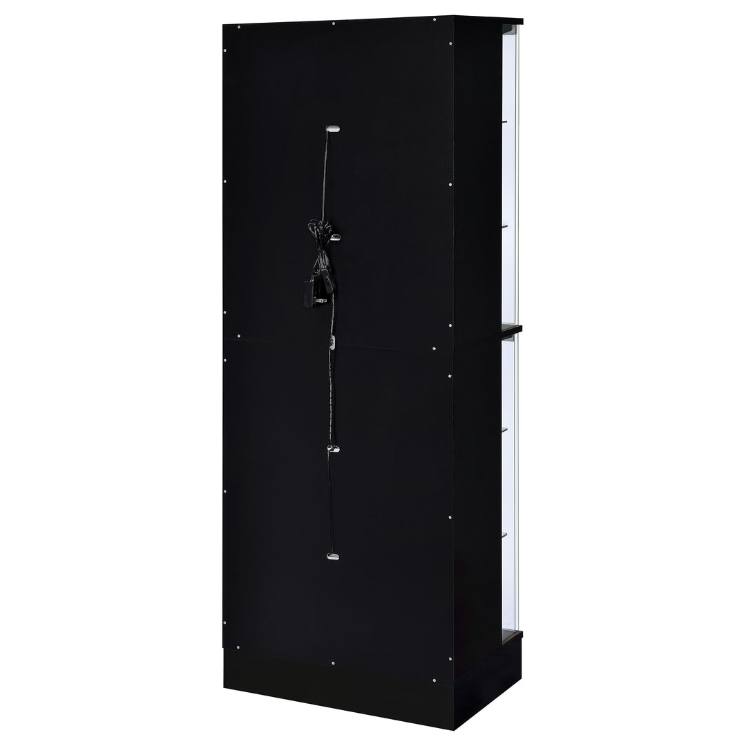 Cabra Display Case Curio Cabinet with Glass Shelves and LED Lighting Black High Gloss