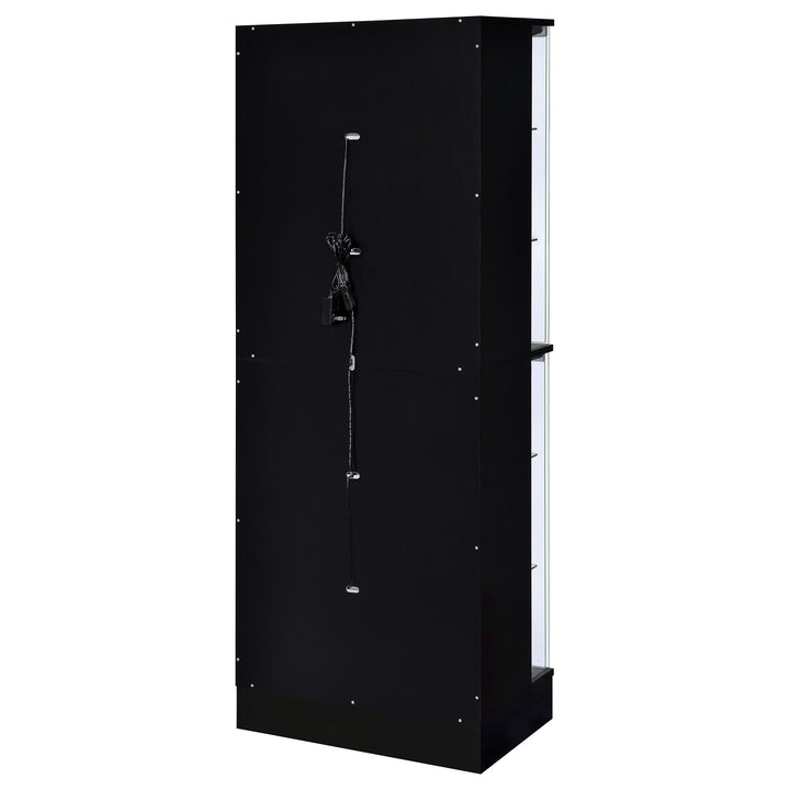 Cabra Display Case Curio Cabinet with Glass Shelves and LED Lighting Black High Gloss