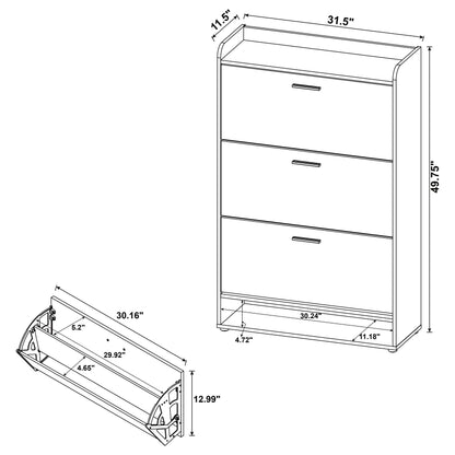 Denia 3-tier Shoe Storage Cabinet Antique Pine and White