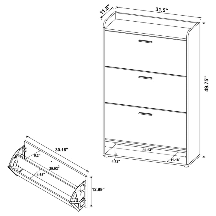 Denia 3-tier Shoe Storage Cabinet Antique Pine and White