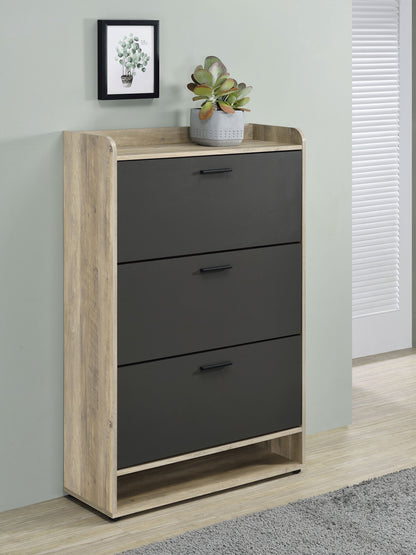 Denia 3-tier Shoe Storage Cabinet Antique Pine and Grey