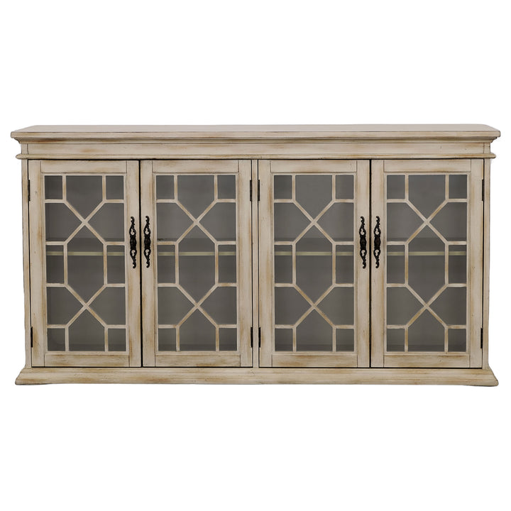 Kiara Glass Door Accent Cabinet Light Honey