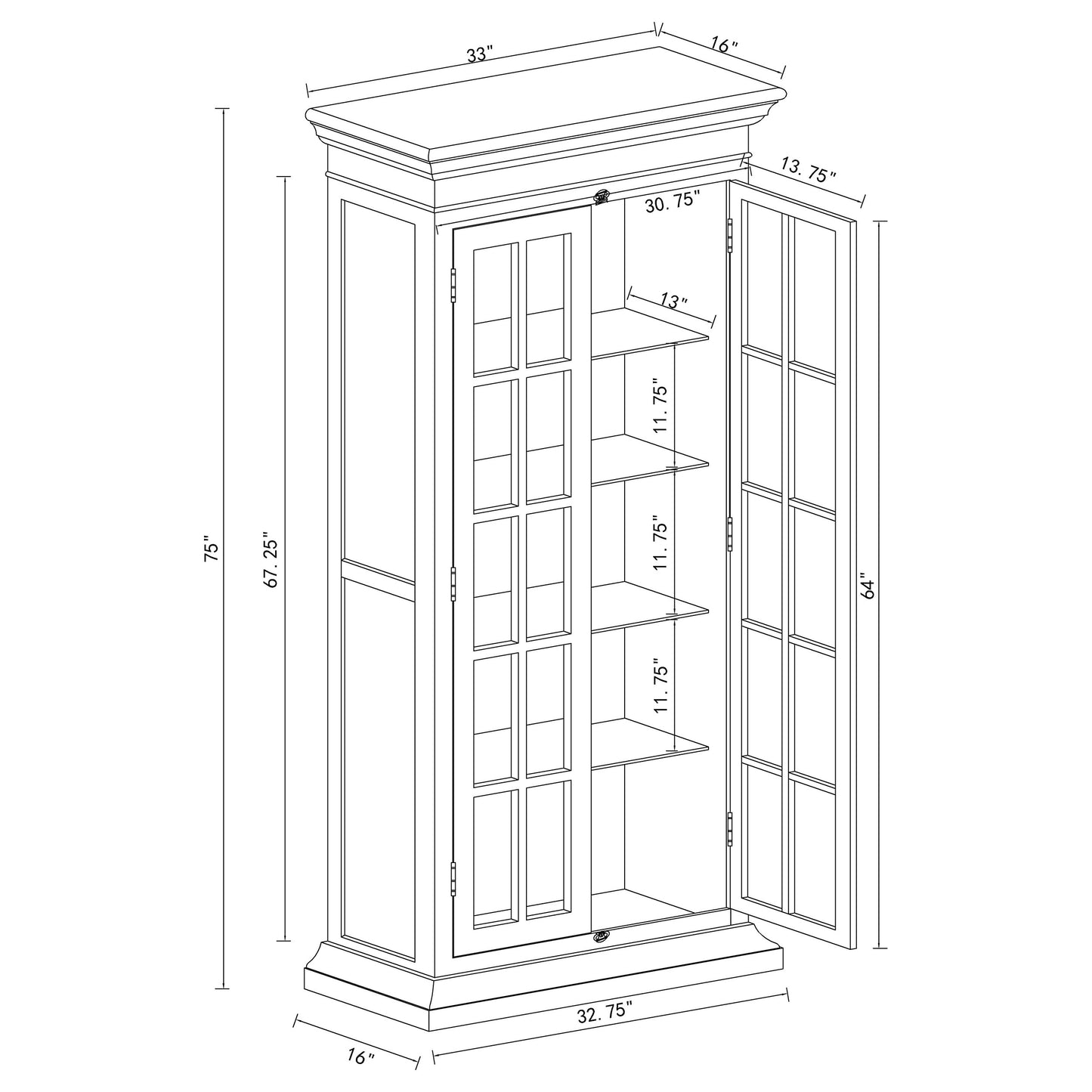 Tammi 2-door Tall Cabinet Antique White and Brown