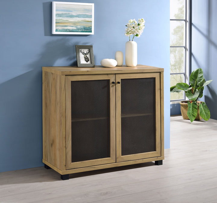 Mchale Accent Cabinet with Two Mesh Doors Golden Oak