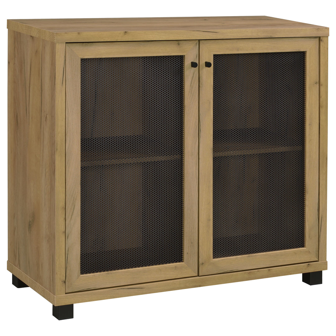 Mchale Accent Cabinet with Two Mesh Doors Golden Oak