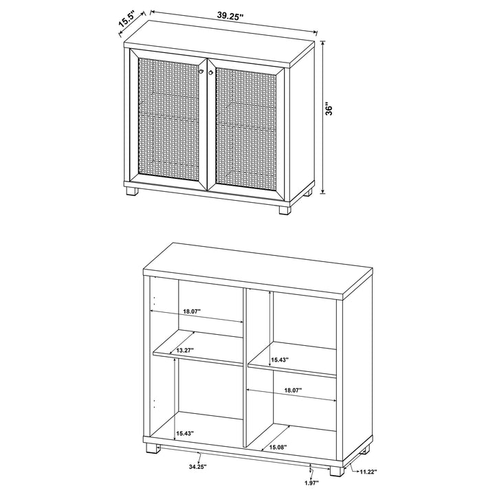 Mchale Accent Cabinet with Two Mesh Doors Golden Oak