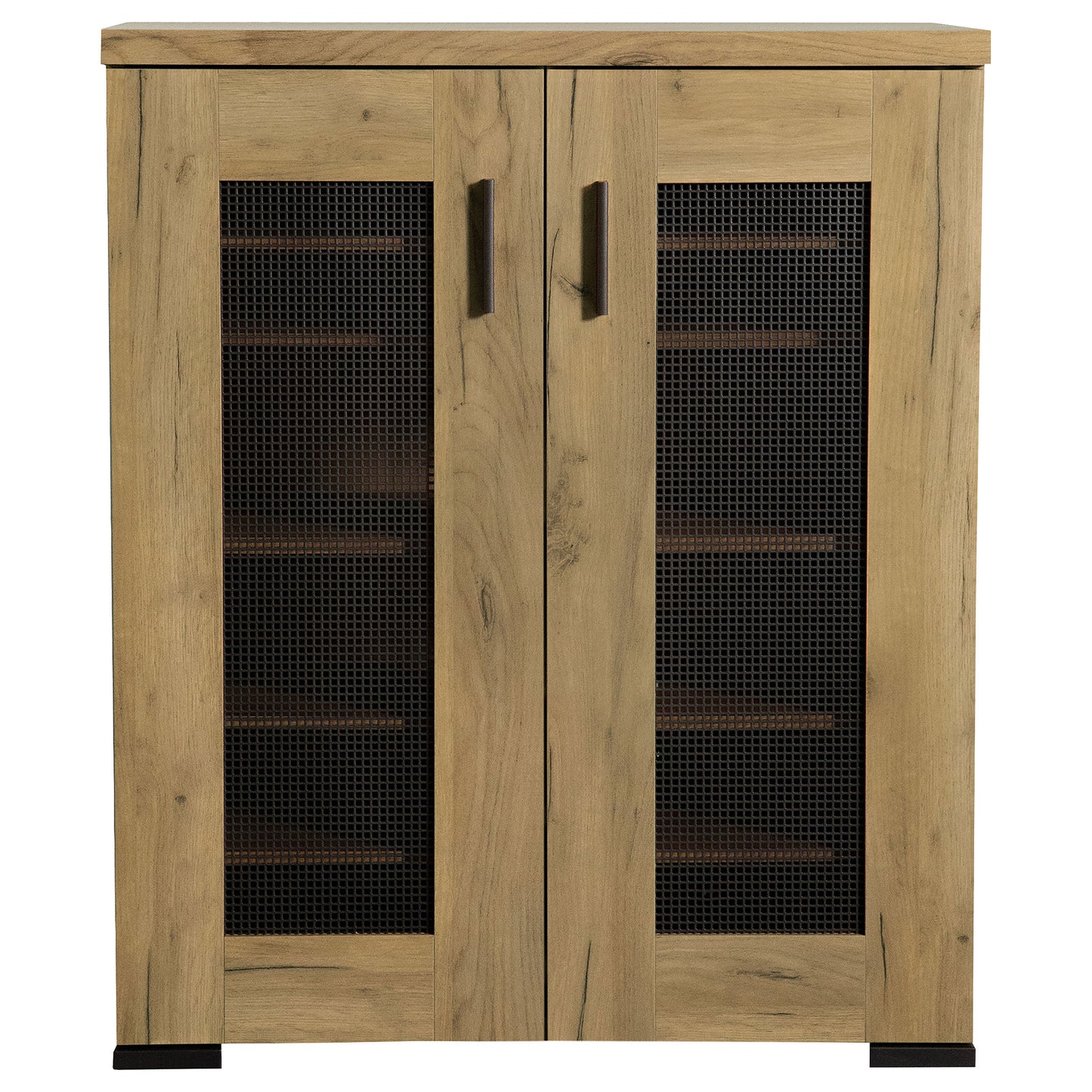 Bristol Metal Mesh Door Accent Cabinet Golden Oak