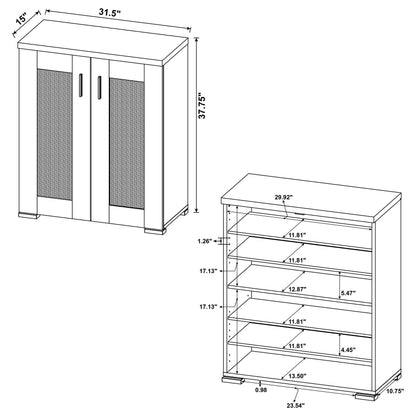 Bristol Metal Mesh Door Accent Cabinet Golden Oak