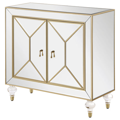 Lupin 2-door Accent Cabinet Mirror and Champagne