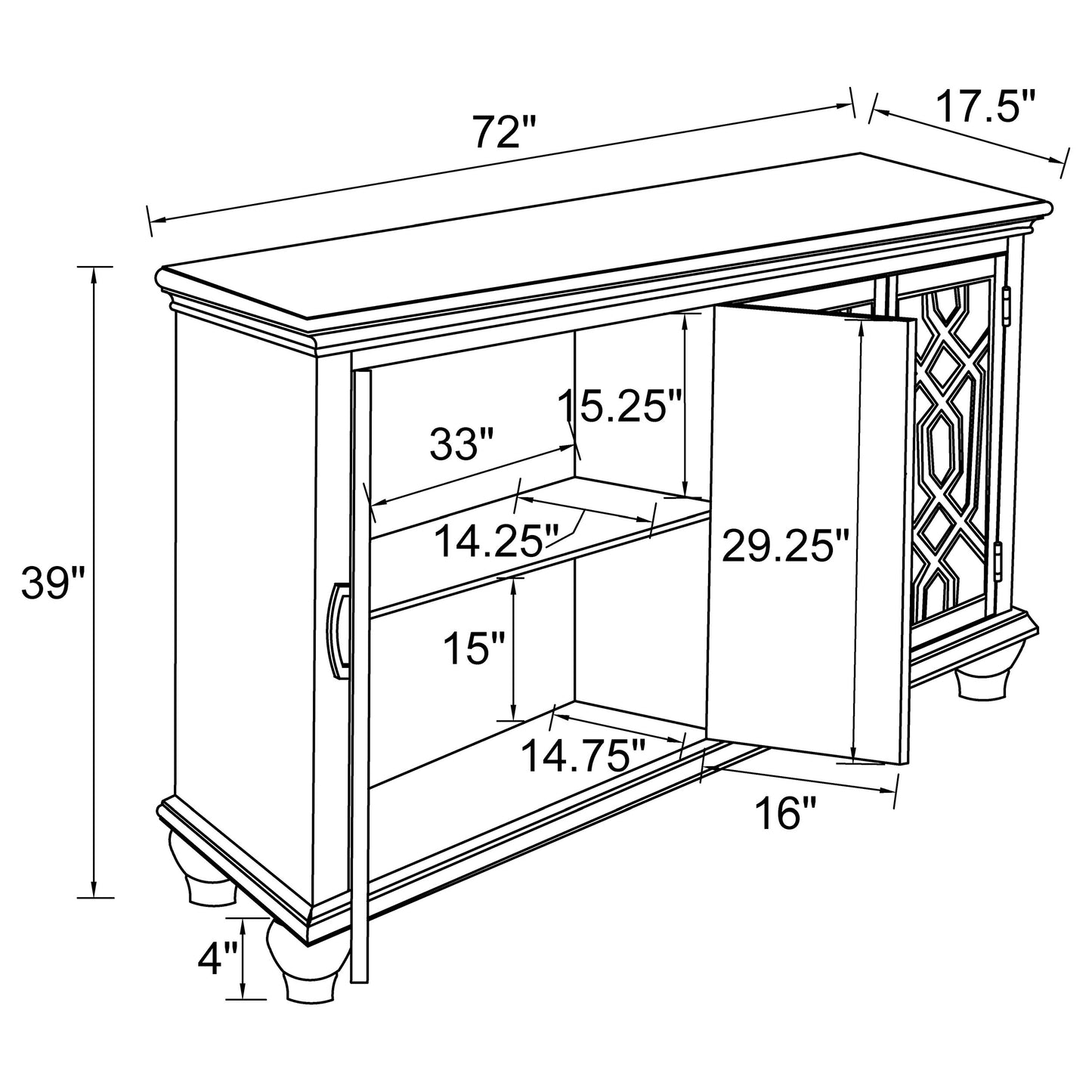 Melanie 4-door Accent Cabinet Antique White