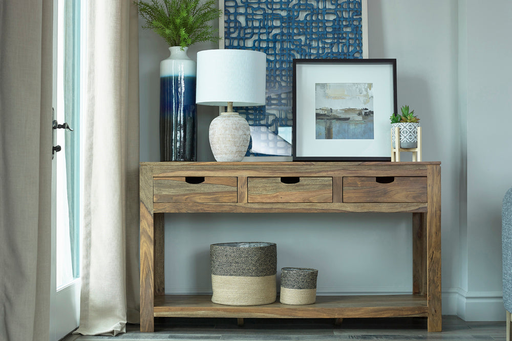 Esther 3-drawer Storage Console Table Natural Sheesham