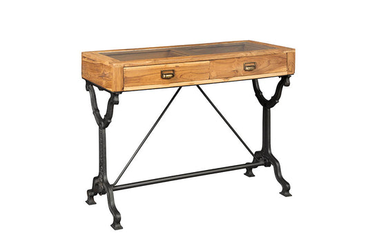 Industrial Entryway Console Table Natural and Black