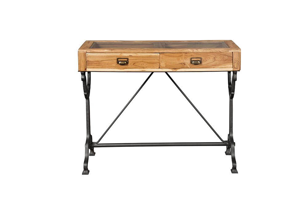 Industrial Entryway Console Table Natural and Black