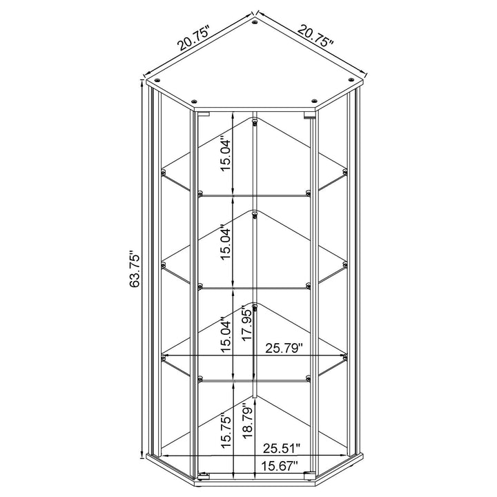 Zenobia Glass Shelf Curio Cabinet Clear and Black