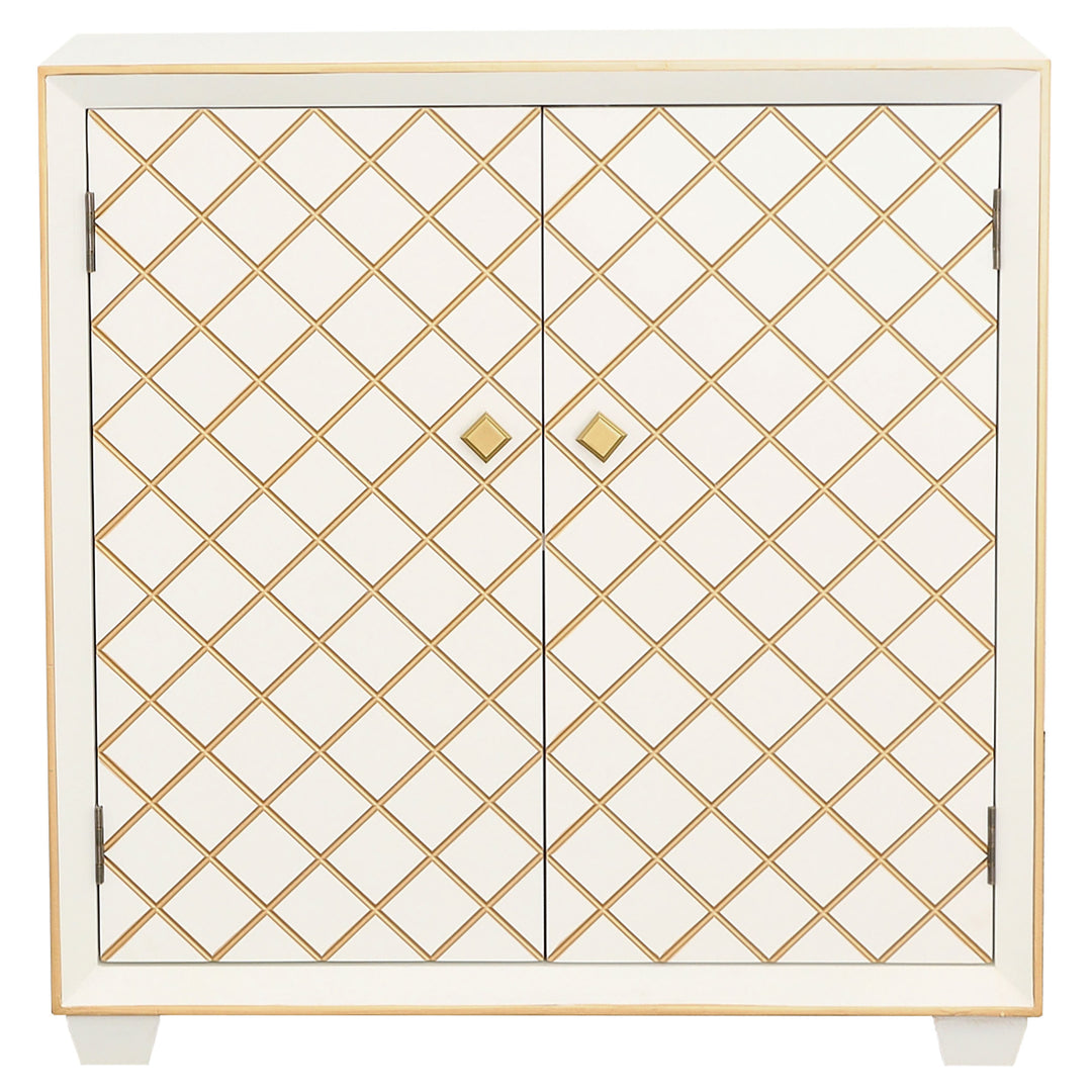 Belinda 2-door Accent Cabinet White and Gold