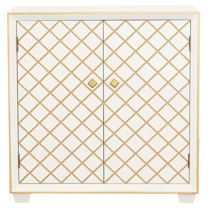 Belinda 2-door Accent Cabinet White and Gold