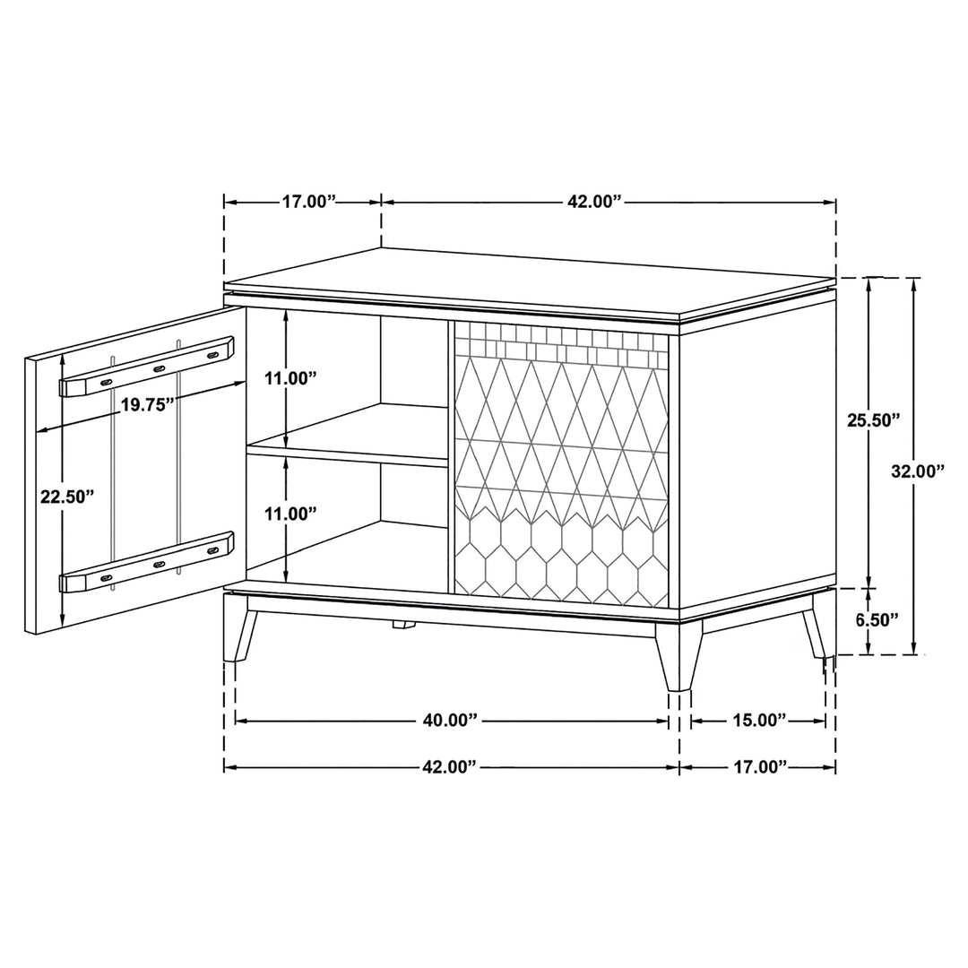 Eberto 2-door Geometric Accent Cabinet White Distressed