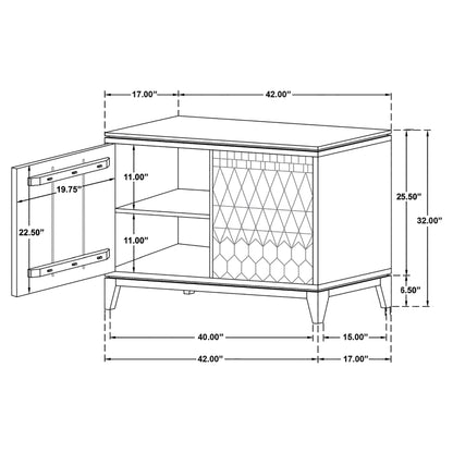 Eberto 2-door Geometric Accent Cabinet White Distressed