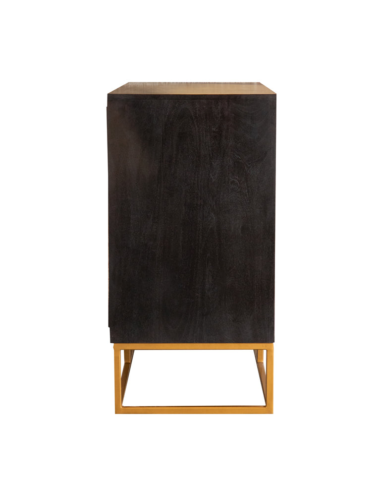 Zara 2-door Accent Cabinet Black Walnut and Gold