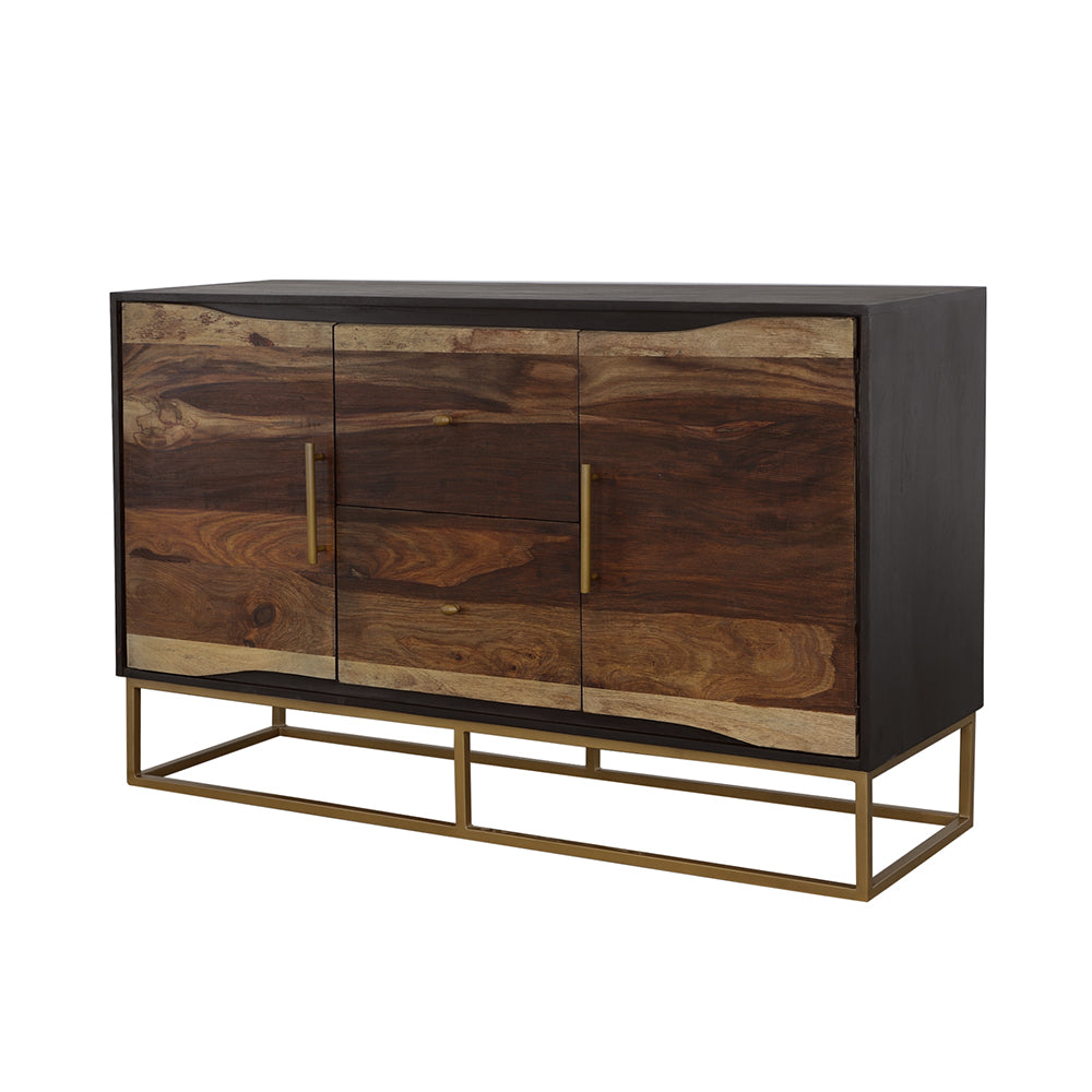 Zara 2-drawer Accent Cabinet Black Walnut and Gold