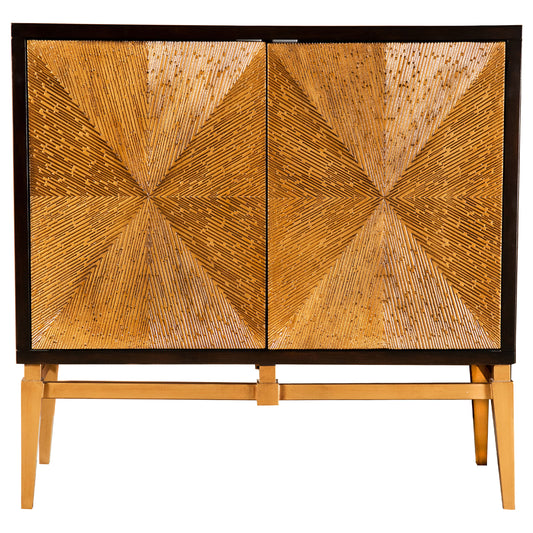 Zira Sunburst 2-door Accent Cabinet Brown and Antique Gold