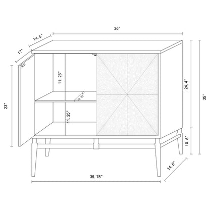 Zira Sunburst 2-door Accent Cabinet Brown and Antique Gold
