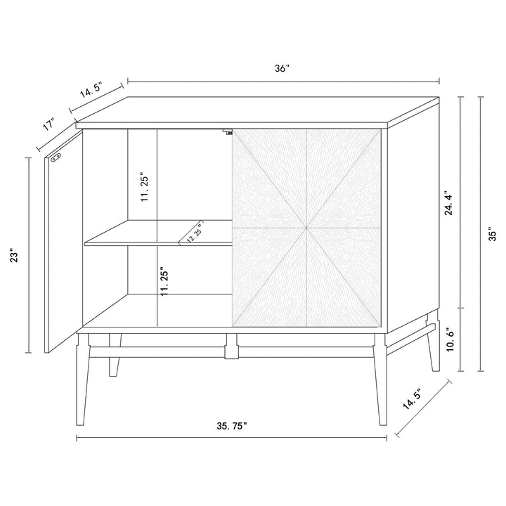 Zira Sunburst 2-door Accent Cabinet Brown and Antique Gold