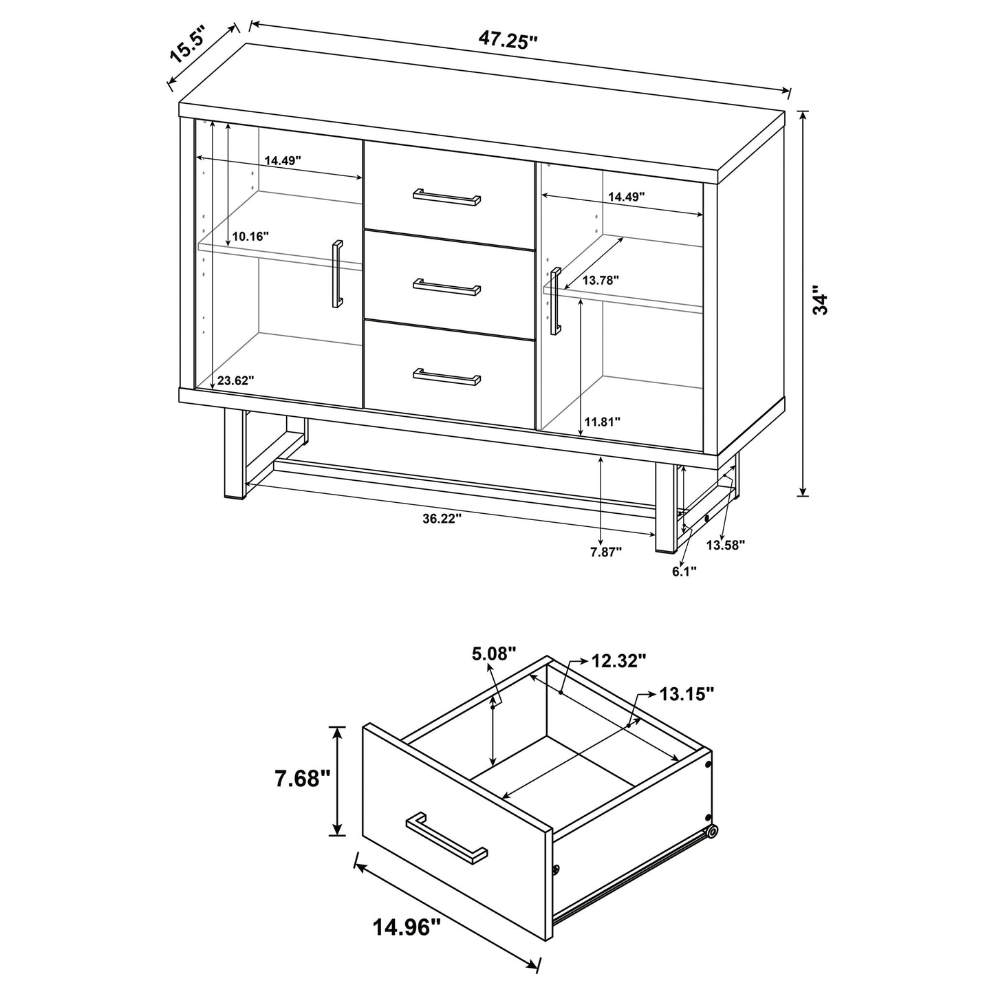 Abelardo 3-drawer Accent Cabinet Weathered Oak and Cement