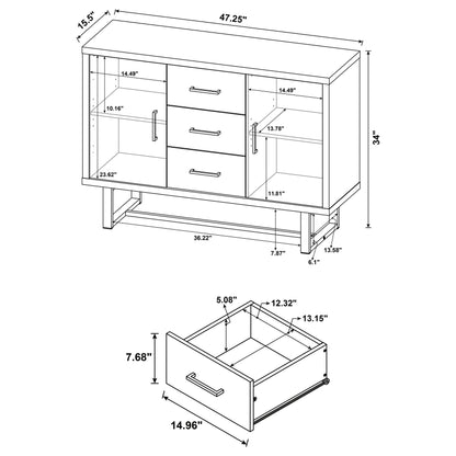 Abelardo 3-drawer Accent Cabinet Weathered Oak and Cement